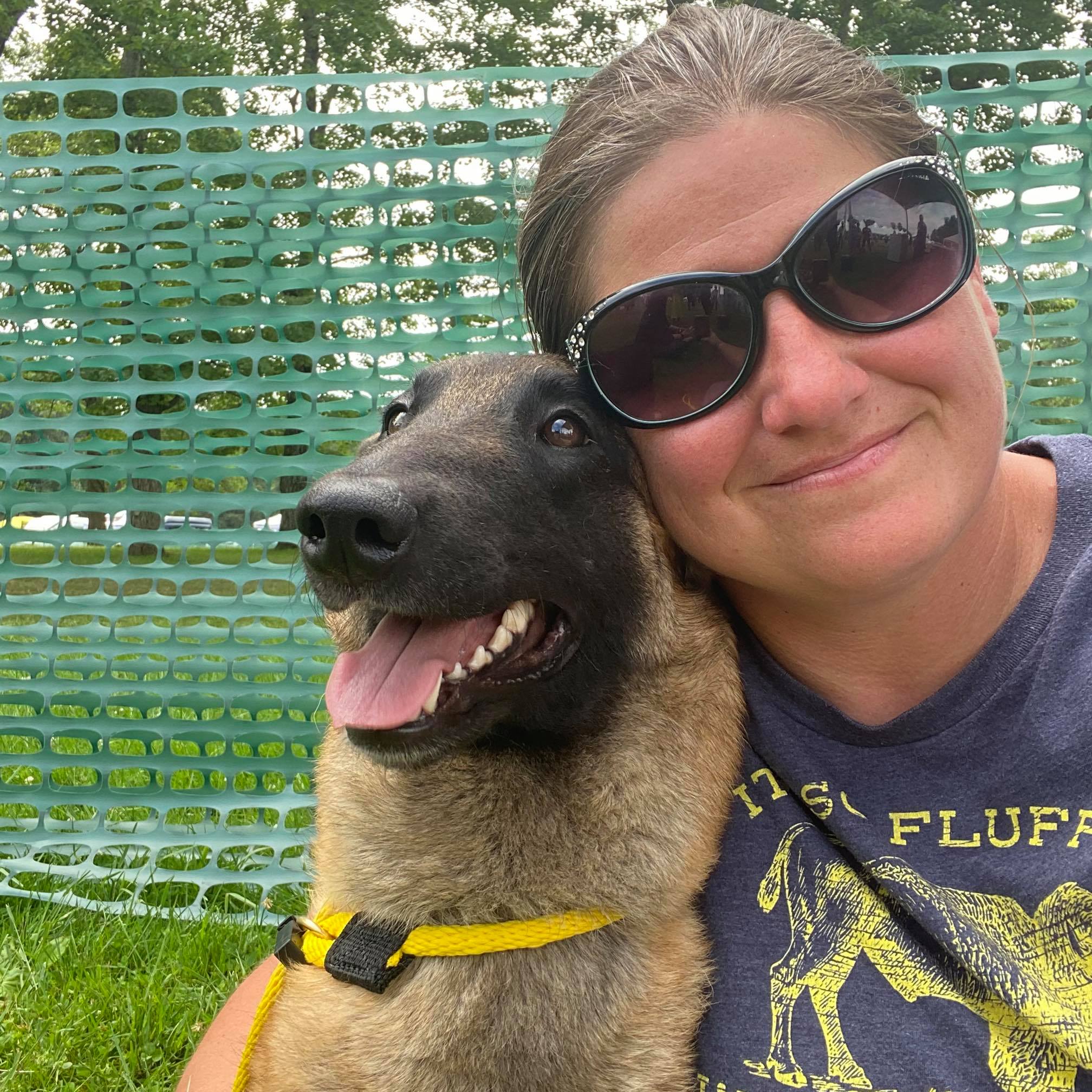 Tasha with a Belgian Malinois